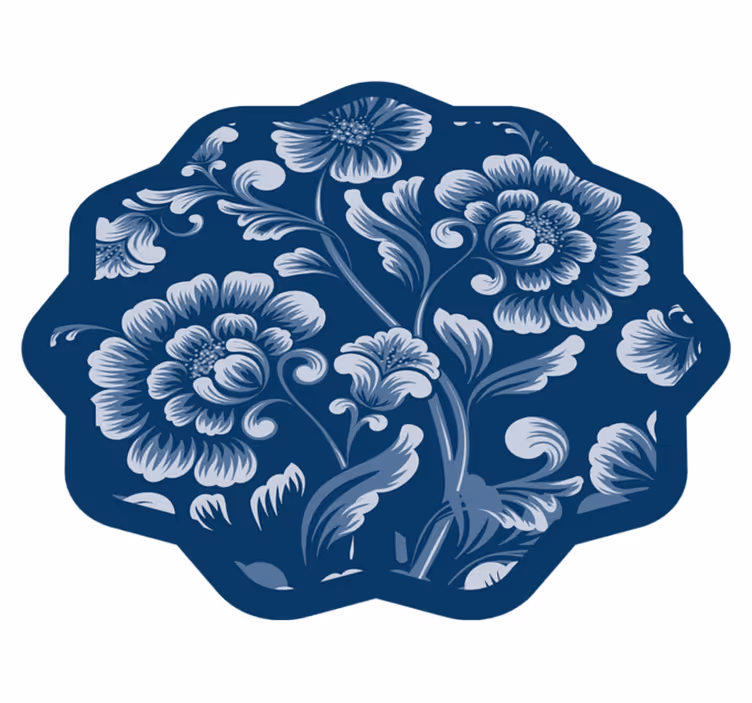 Elegantni plavi cvjetovi cvjetni tepih - TenStickers