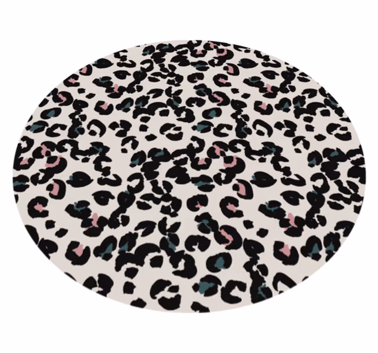 Bijeli okrugli vinil tepih leopard tepih životinja - TenStickers