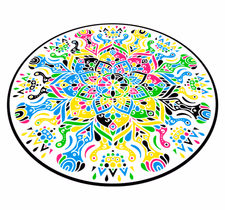 šareni vinilov tepih za spavaću sobu mandala - TenStickers