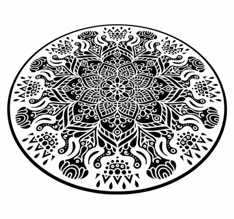 Crno-bijeli tepih mandala - TenStickers