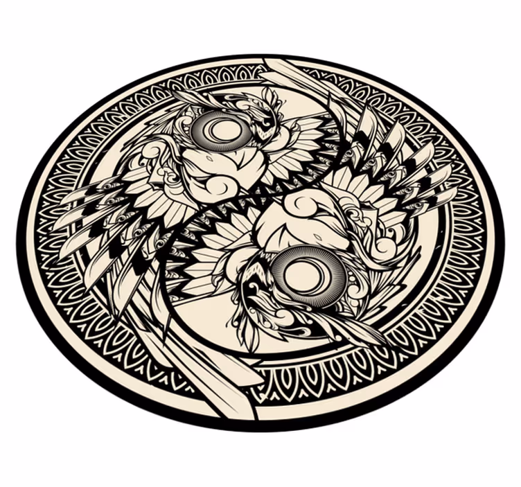 Yin yang sova doodle ukras za spavaću sobu - TenStickers