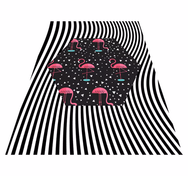 Vinil podovi životinja flamingo prugasti šesterokut - TenStickers