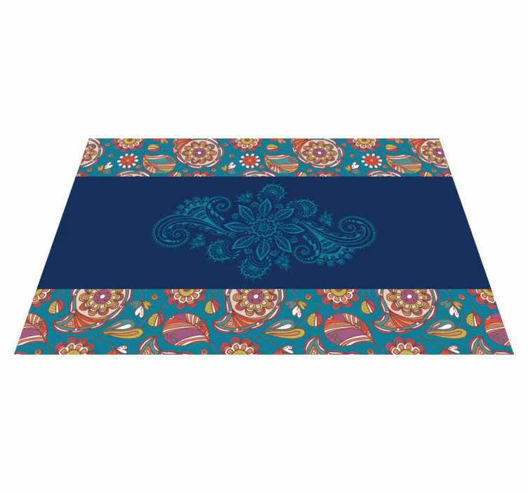 Plavi paisley cvjetni vinil tepih - TenStickers