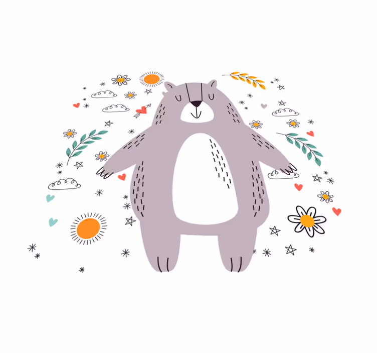 Vinil podovi djeca ilustracija hirovitog medvjeda - TenStickers