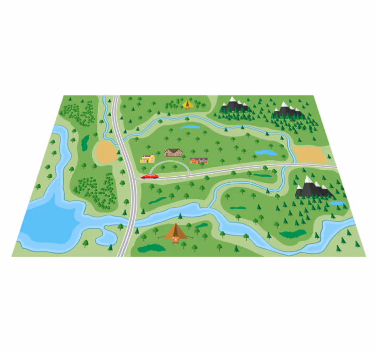 Planinska karta ceste road prostirka - TenStickers
