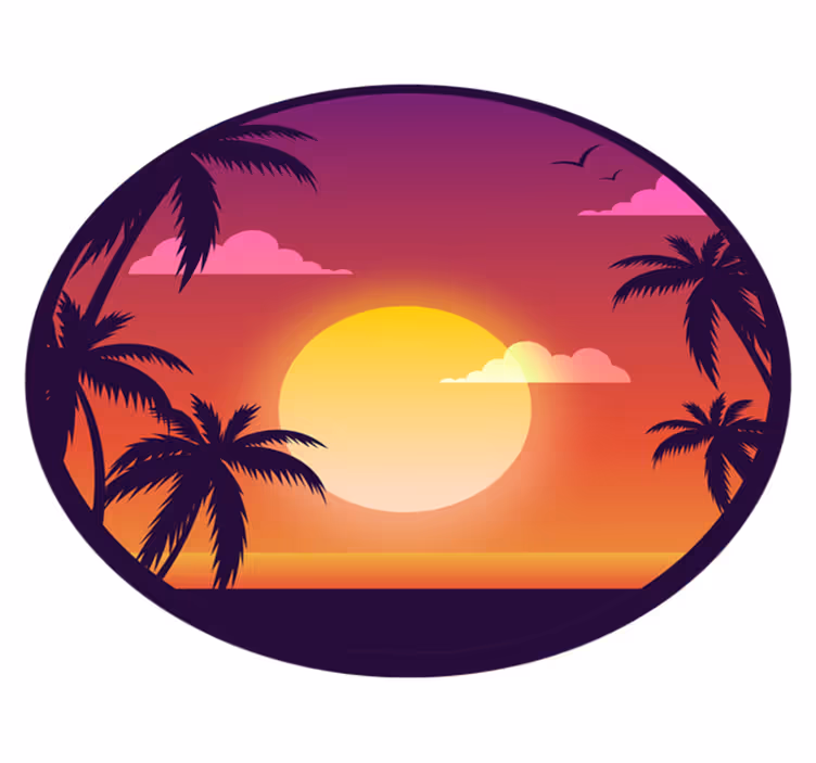 Vinil prostirka iz zalaska sunca iz 70-ih - TenStickers