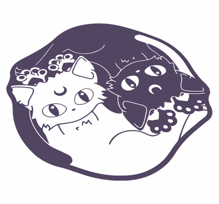 Anime mačka yin yang vinil prostirka - TenStickers