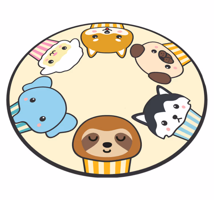 Anime životinje krug životinjski tepih - TenStickers