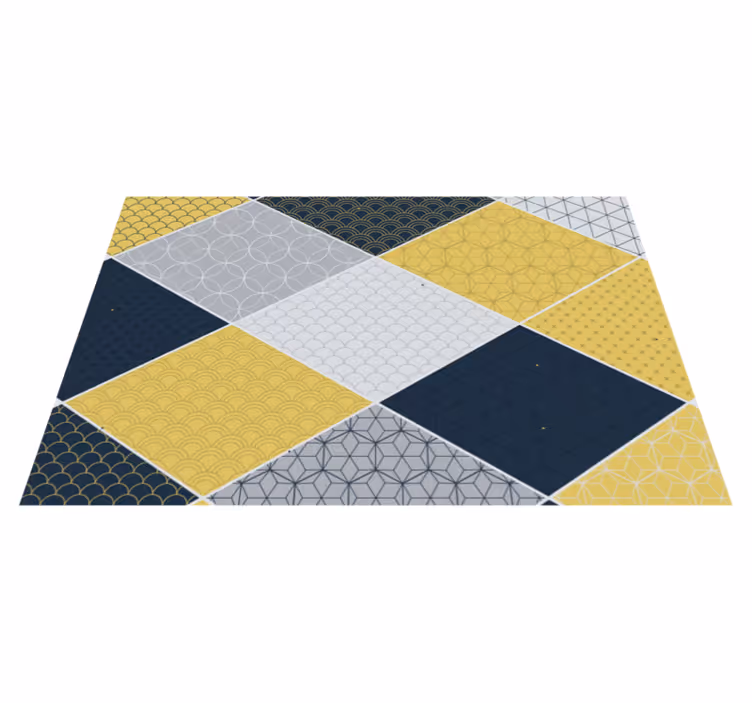 žute crte s uzorkom geometrijski tepisi od vinila - TenStickers