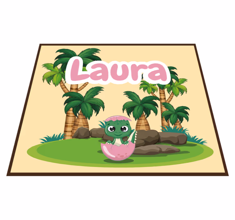 Vinil podovi s imenima personalizirana scena dinosaura - TenStickers