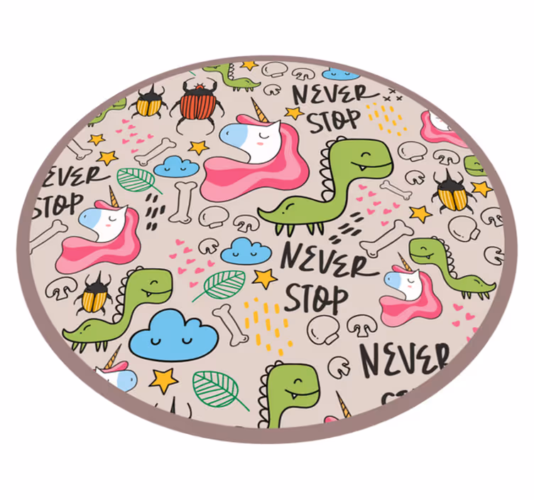 Dinosaur gljiva jednorog s tekstovima prilagođeni tepih - TenStickers