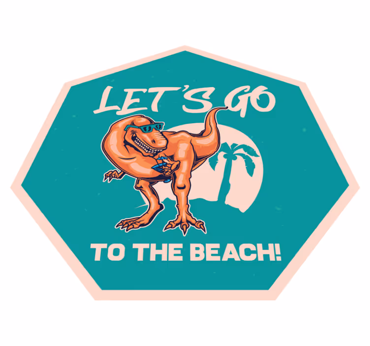 Ilustracija dinosaura idemo na plažu - TenStickers