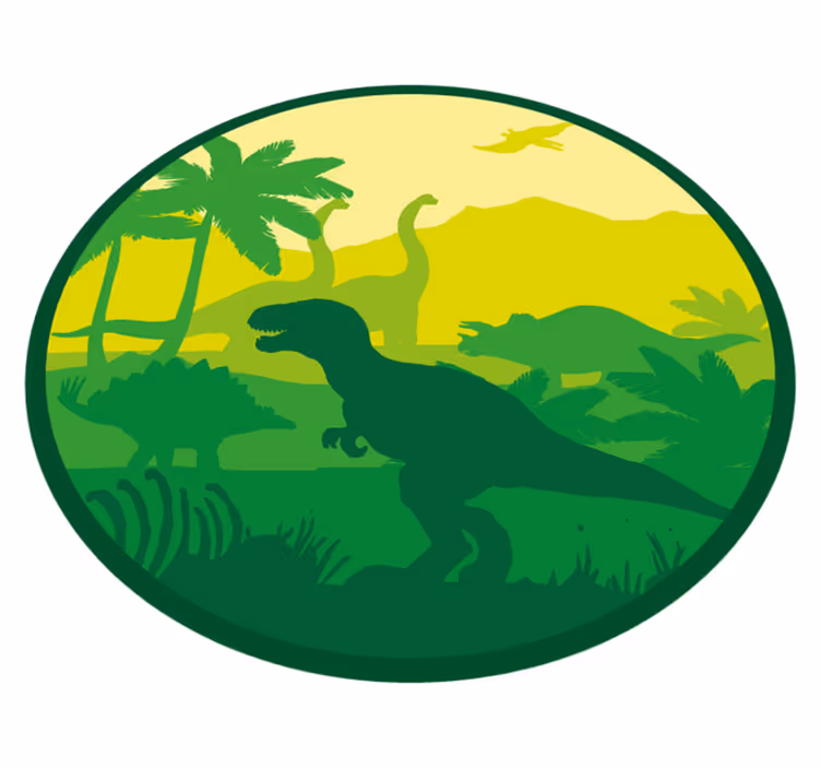 Dinosauri silueta na krajobraznom kružnom tepihu - TenStickers