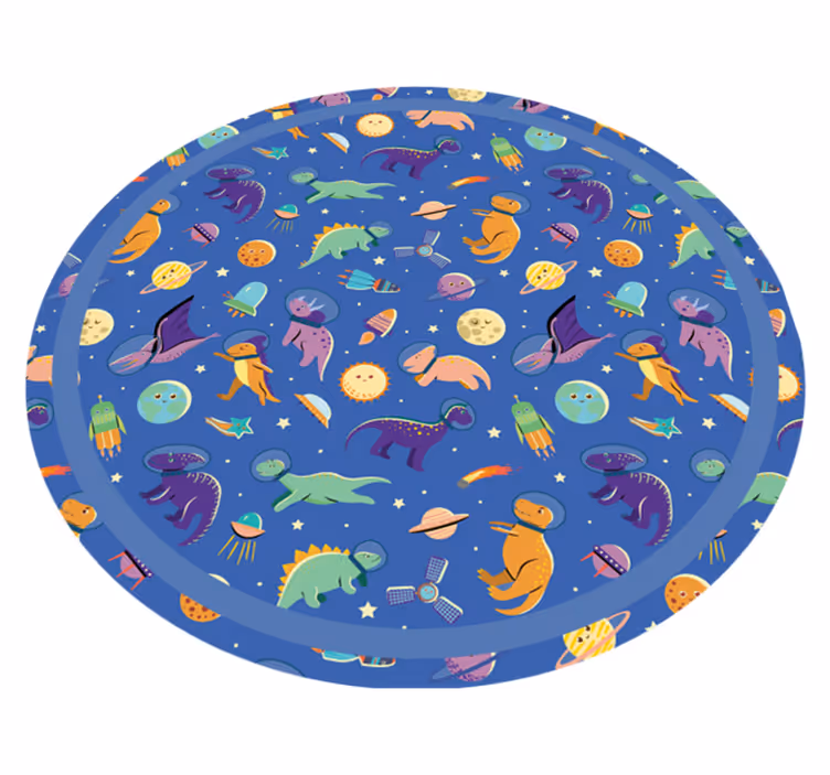 Vinil podovi djeca okrugli svemirski dinosaur - TenStickers