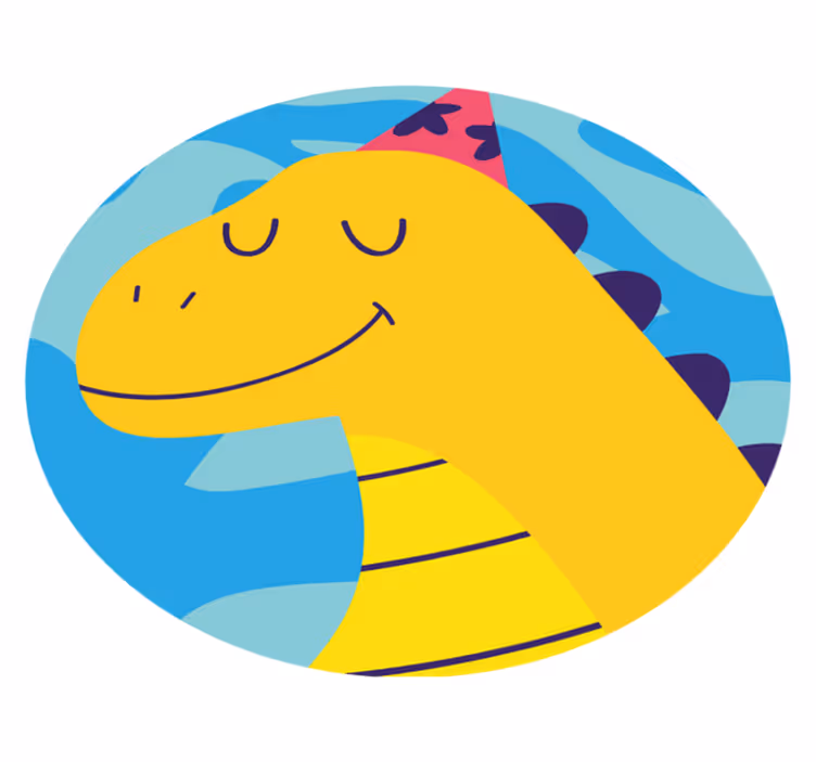 Dinosaur koji se igra na plavom pozadinskom životinjskom sagu - TenStickers