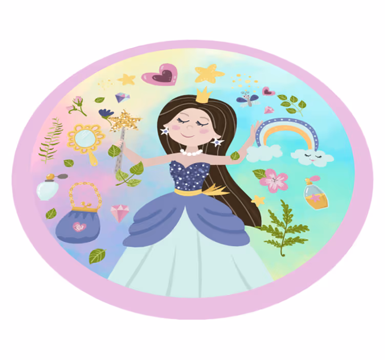 Princeza višebojna pozadina dječji vinil prostirka - TenStickers
