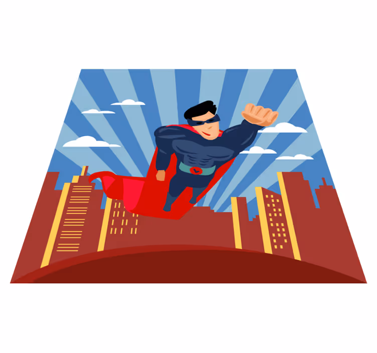 Superherojski leteći dječji vinil tepih - TenStickers