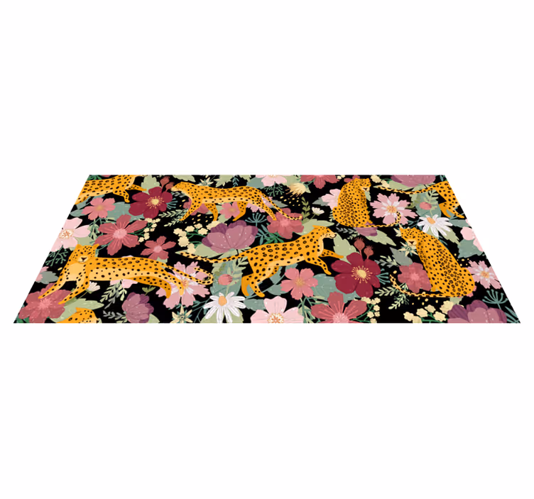 Leopard print cvijeće životinjski print vinil prostirka - TenStickers