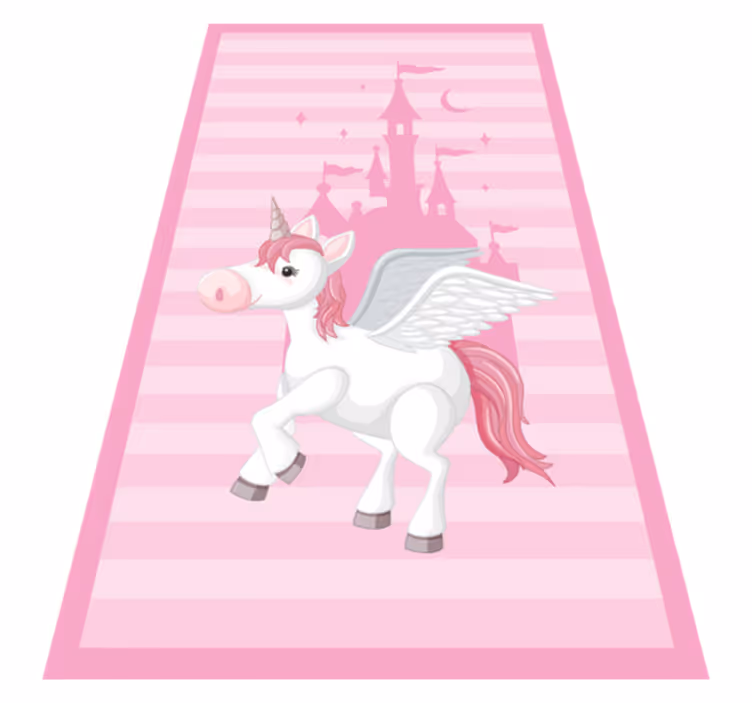 Jednorog s dvorcem princeze djeca vinil prostirka - TenStickers