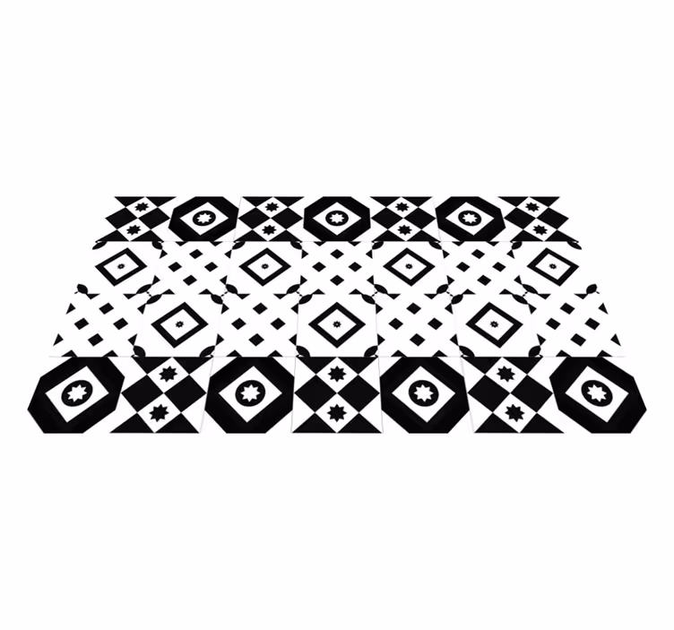 Patchwork crno-bijeli moderni tepih - TenStickers