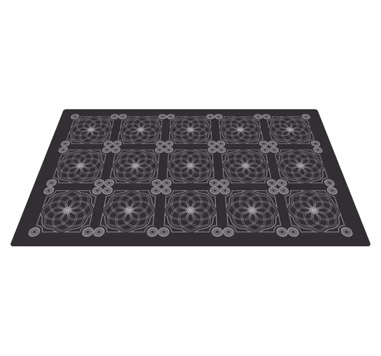 Vinil podovi crno geometrijski cvjetni uzorci - TenStickers