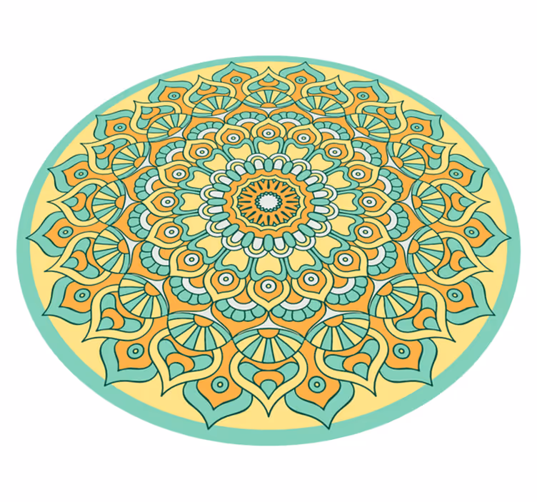 Mandala narančasta i teal mandala vinil prostirka - TenStickers