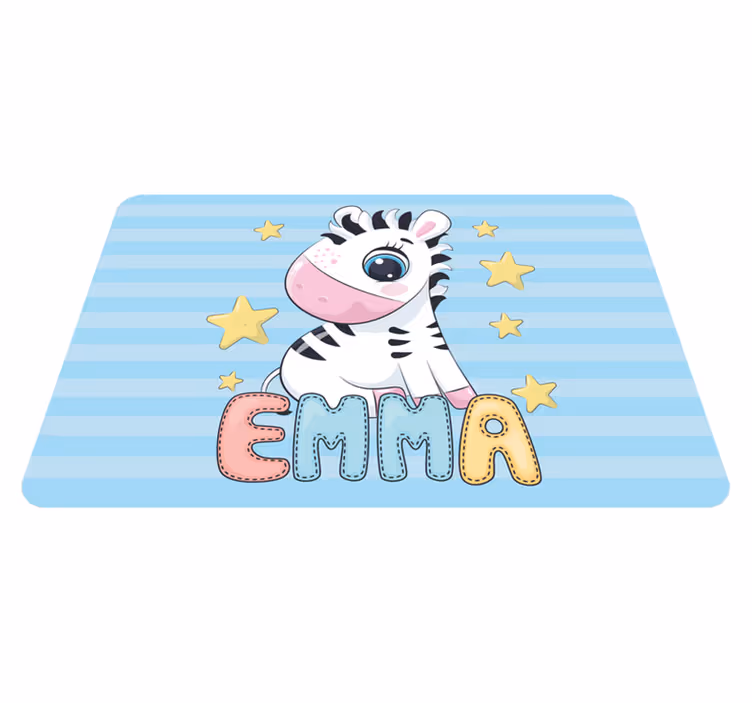 Slatka zebra i zvijezde s imenom vinil prostirka - TenStickers