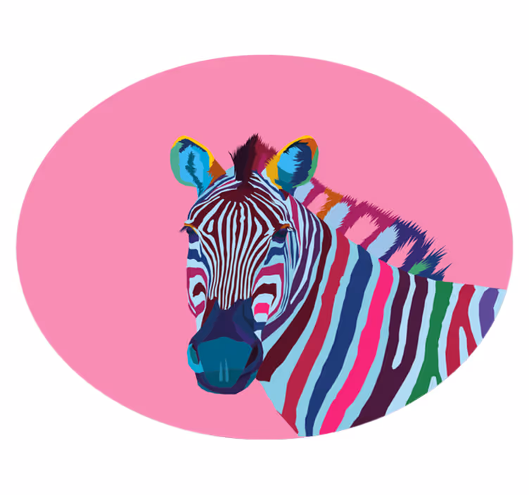 Vinil podovi životinja šareni portret zebre - TenStickers