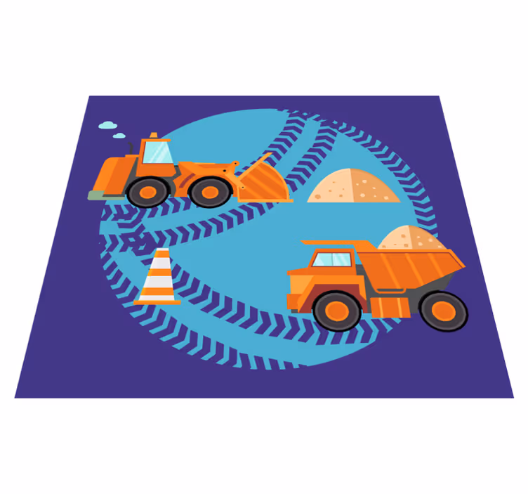 Utovar plavi kamion dječji vinil tepih - TenStickers