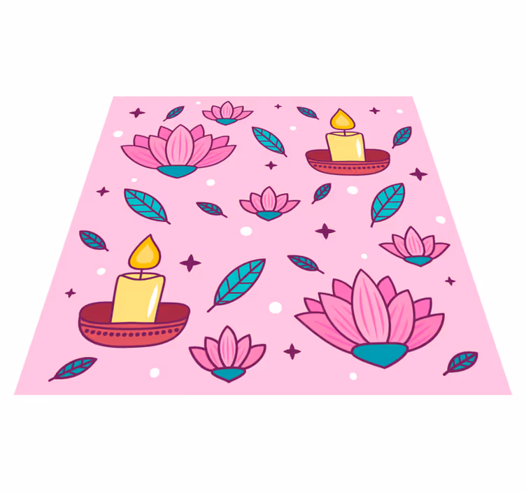 Lotus svijeća cvjetni vinil tepih - TenStickers
