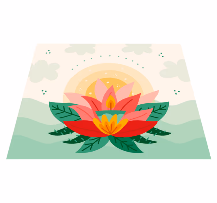 Lotus pink skica svijeća cvjetni tepih - TenStickers