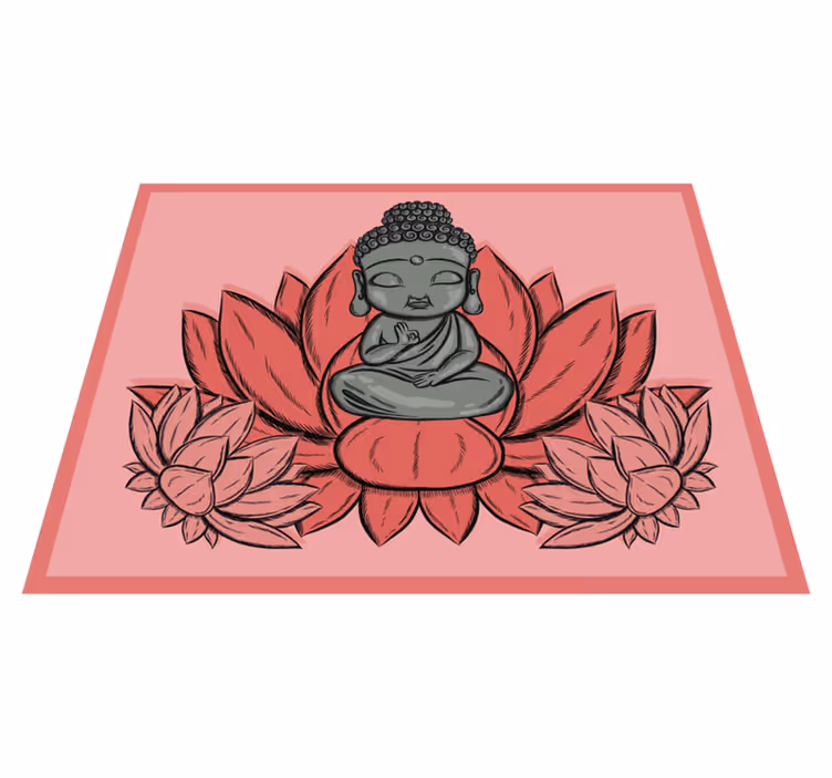 Lotos i cvjetni tepih buddha iz crtića - TenStickers