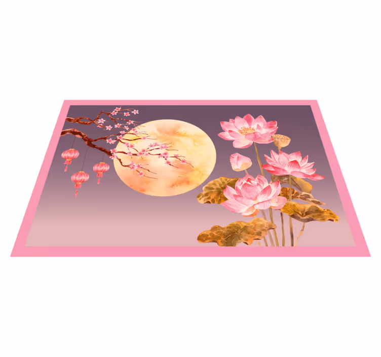 Lotus noćna scena cvjetni tepih - TenStickers