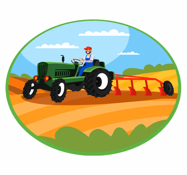 Oranje traktora djeca vinil prostirka - TenStickers