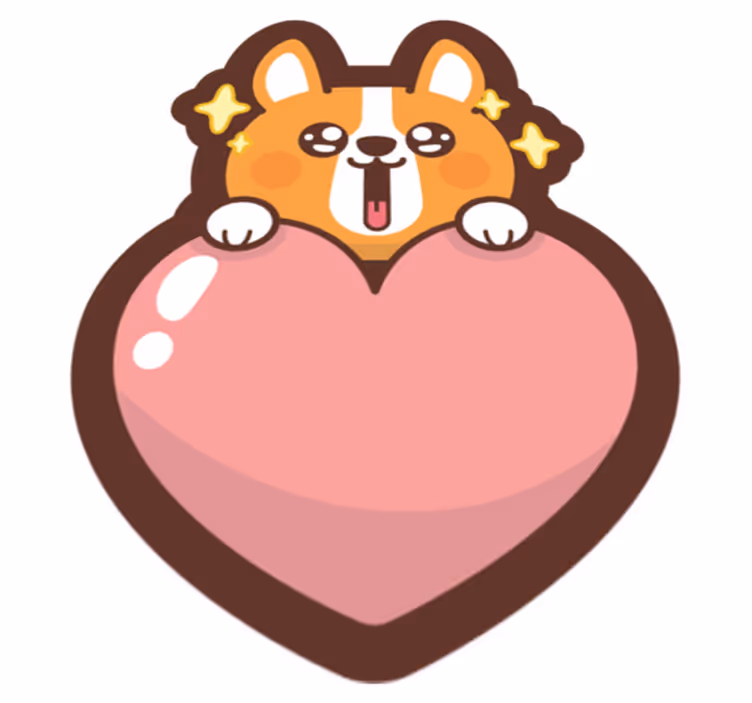 Drugi vinil podovi corgi srce ilustracija - TenStickers