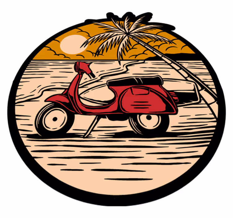 Crveni motor na plaži priroda vinil prostirka - TenStickers