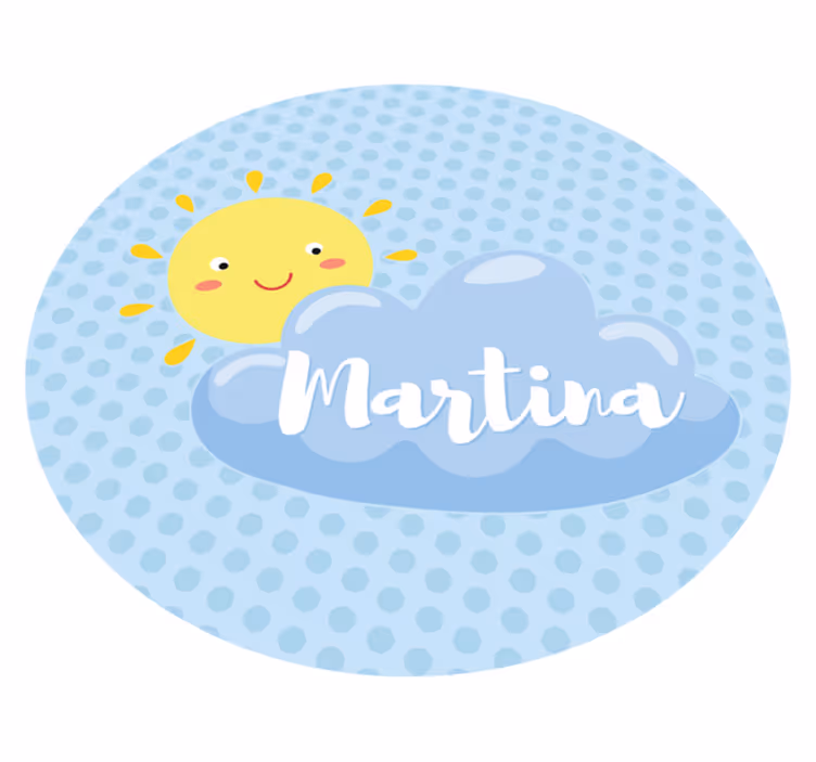 Drugi vinil podovi sunce i oblak s imenom - TenStickers