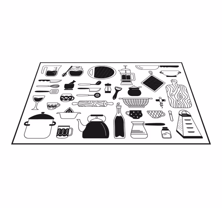 Crno-bijeli kuhinjski vinilni pod - TenStickers