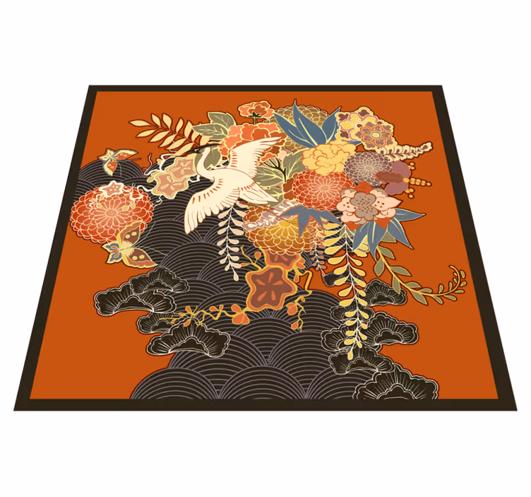 Božur kimono uzorak cvjetni tepih - TenStickers