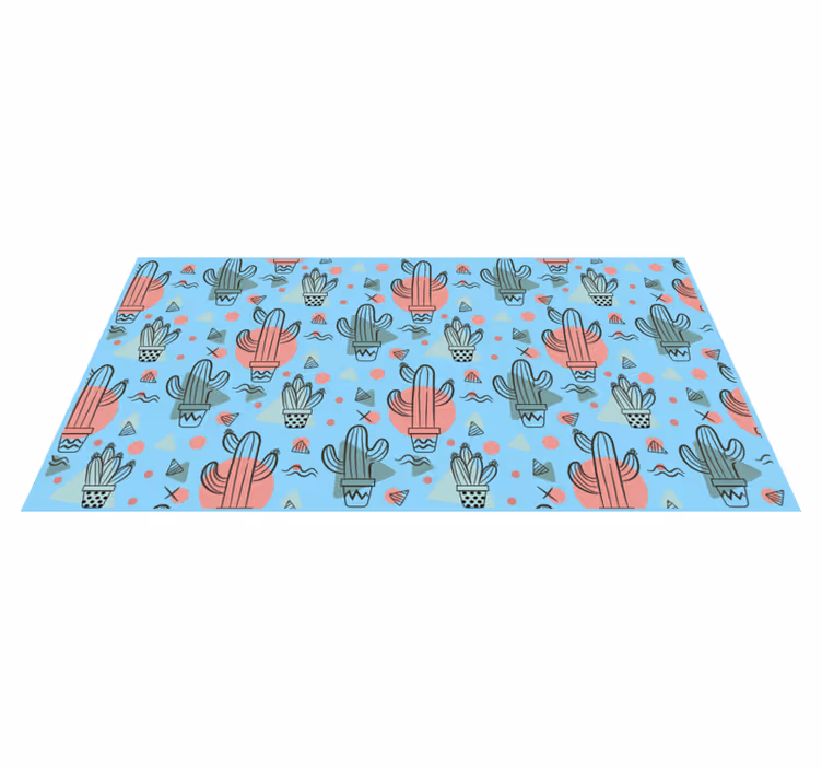 Vinil pod u kuhinji uzorak plavog kaktusa - TenStickers