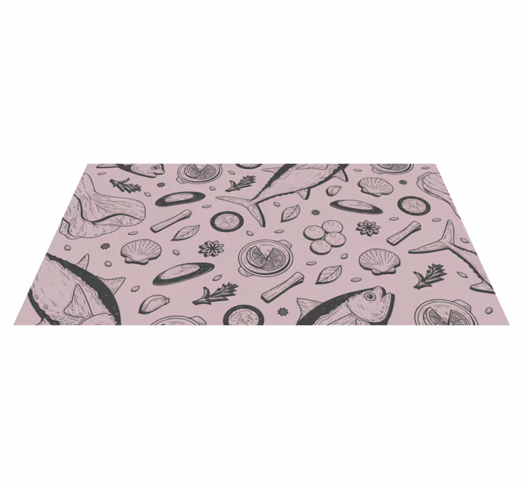 Vinil pod u kuhinji motiv inspiriran morskim plodovima - TenStickers