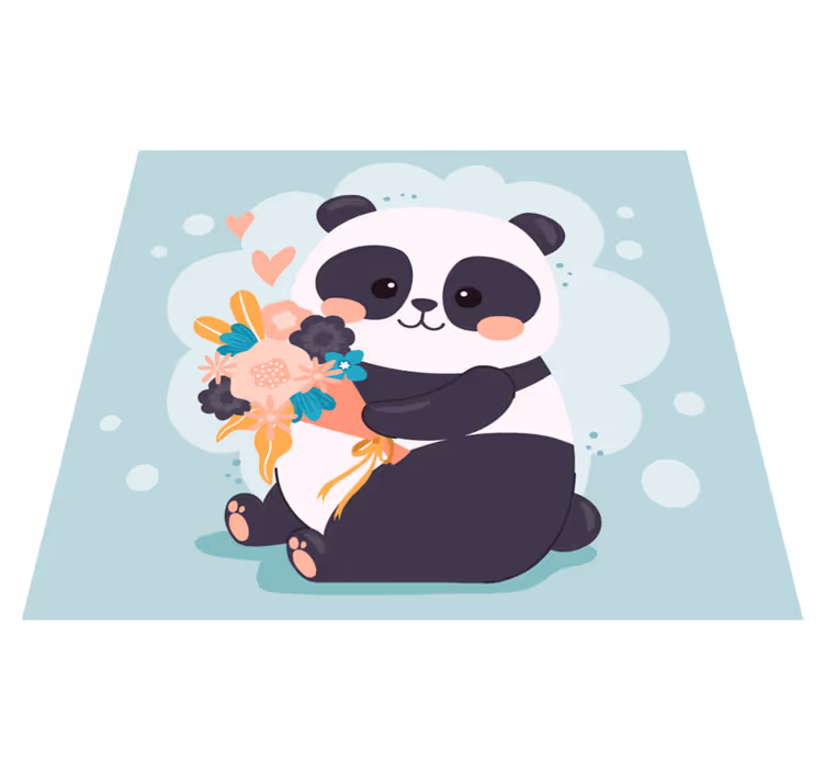 Vinil podovi djeca panda s cvijećem - TenStickers