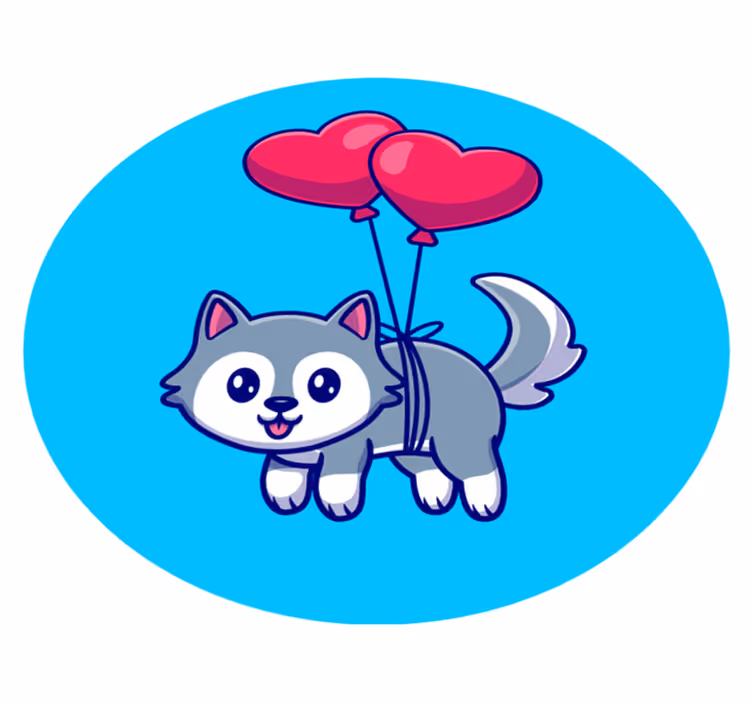 Vinil podovi životinja beba vuka s balonima - TenStickers
