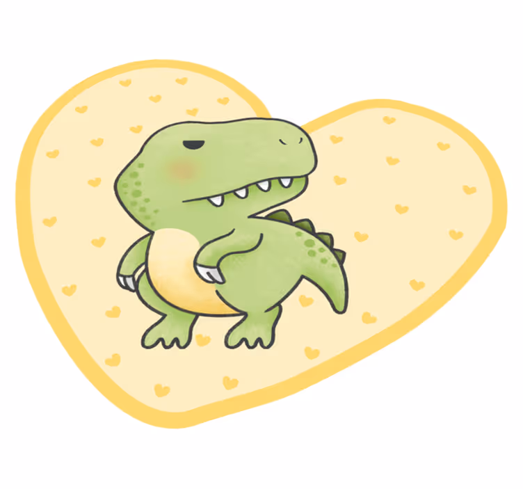 Dinosaur t-rex sa žutim srcima kid vinil prostirka - TenStickers