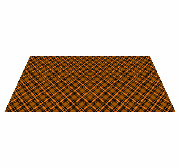 Crni i narančasti tartan vintage tepih - TenStickers