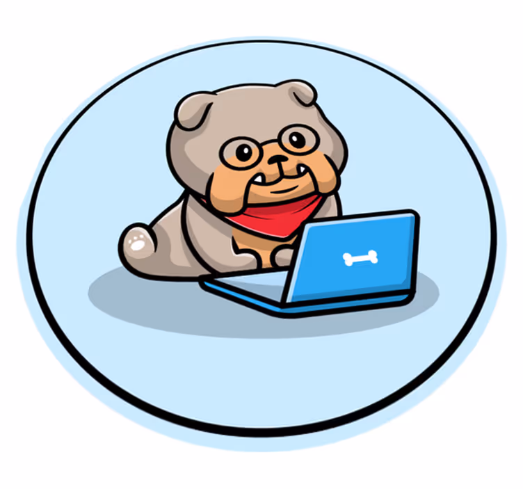 Vinil podovi životinja štene s računalom - TenStickers