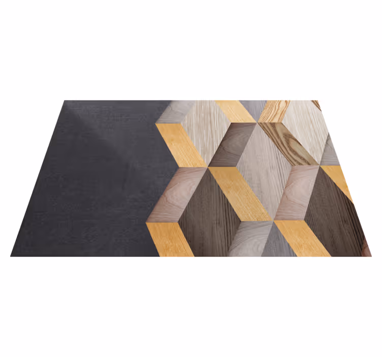 Vinil podovi efekt drva geometrijski kubični uzorak - TenStickers