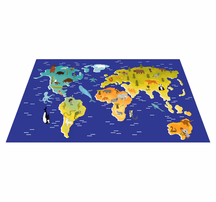Za djecu s tepihom mapa svijeta flore i faune - TenStickers