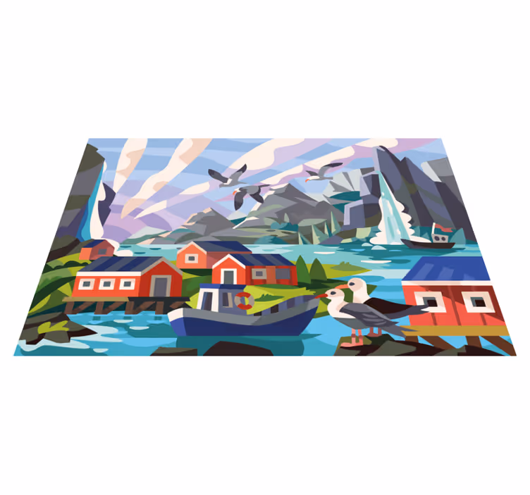 Norveško malo selo s prirodnom prostirkom - TenStickers