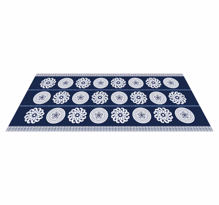 Bijeli i plavi cvjetni patchwork tepih - TenStickers